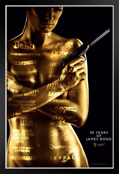 James Bond 50th Anniversary Movie Black Wood Framed Poster 12x18