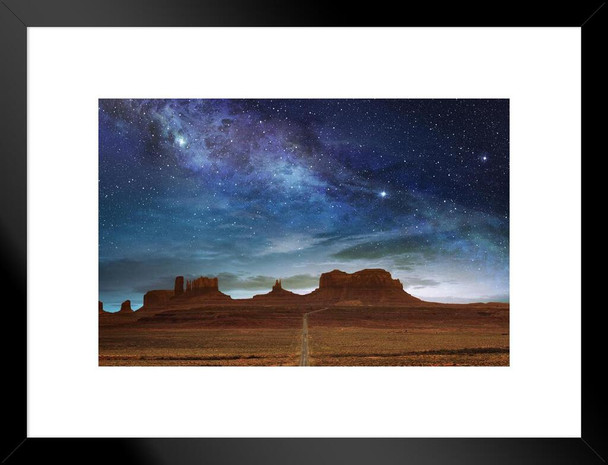 Monument Valley Buttes Starry Sky Landscape Photo Matted Framed Wall Decor Art Print 20x26