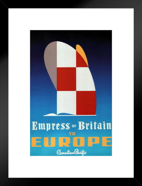 Canadian Pacific Empress of Britain Retro Minimalist Tourism Vintage Travel Matted Framed Wall Decor Art Print 20x26