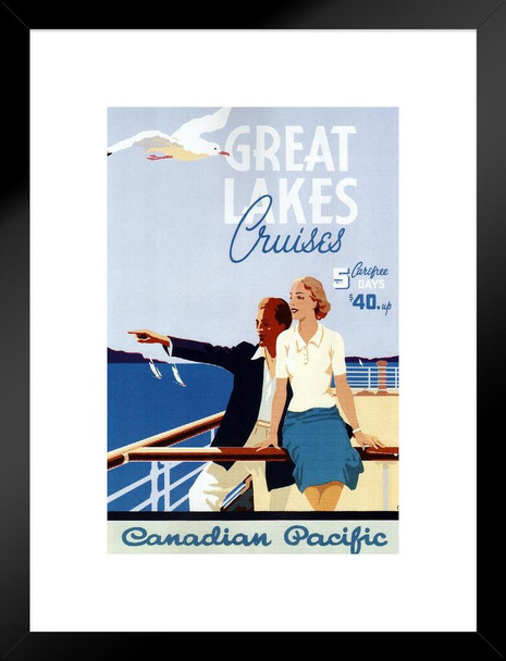 Canadian Pacific Railways Great Lake Cruises Summer Vintage Travel Matted Framed Wall Decor Art Print 20x26