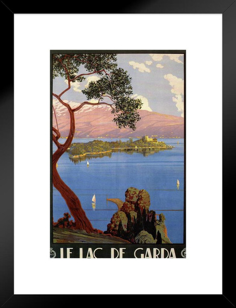 Le Lac De Garda Italy Vintage Travel Matted Framed Wall Decor Art Print 20x26