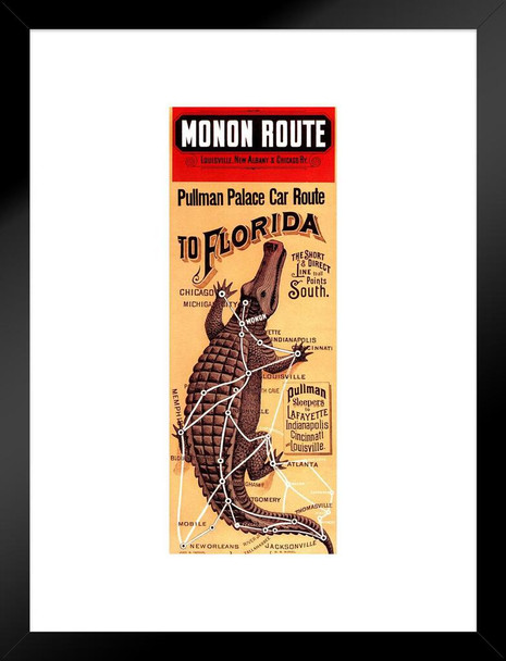 Pullman To Florida Travel Guide Alligator Wall Decor Reptile Print Poster Reptile Scales Biology WIldlife Nature Alligator Poster Swamp Animal Wall Art Matted Framed Wall Decor Art Print 20x26