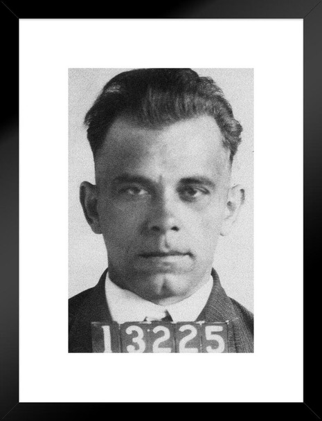 John Dillinger Mug Shot Old School Gangster Famous Mugshot Bank Robber Mobster Portrait Criminal Vintage Black and White Pictures Matted Framed Wall Decor Art Print 20x26