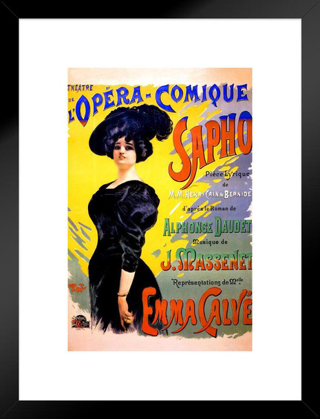 Lopera Comique Sapho Copy Vintage Illustration Travel Art Deco Vintage French Wall Art Nouveau French Advertising Vintage Poster Prints Art Nouveau Decor Matted Framed Wall Decor Art Print 20x26