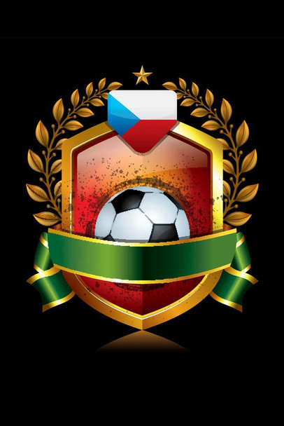 Czech Republic Soccer Icon with Laurel Wreath Sports Cool Wall Decor Art Print Poster 24x36
