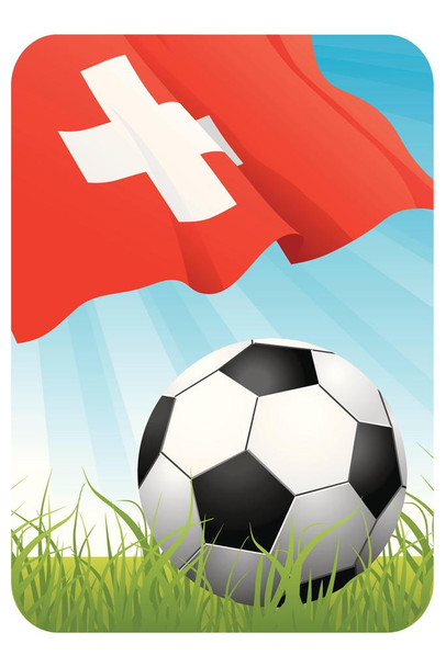 Switzerland Soccer Ball and Flag Sports Cool Wall Art Print Poster 24x36