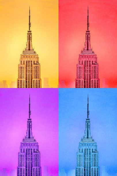 Iconic Building Spire Close Up Colorful Popart New York City NYC Manhattan Cool Wall Art Print Poster 16x24