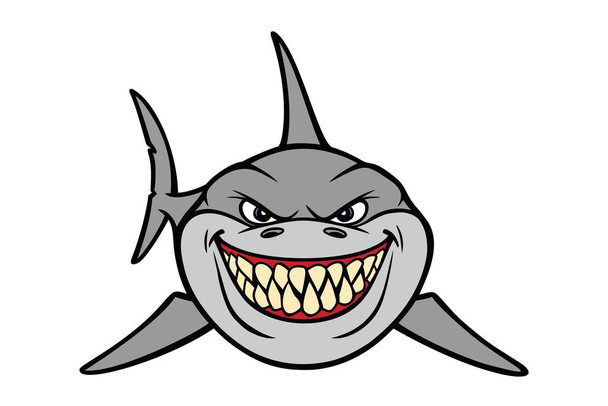 Laminated Evil Mean Shark Smile Drawing Illustration Shark Posters For Walls Shark Pictures Cool Great White Shark Picture Great White Shark Art Great White Shark Jaws Poster Dry Erase Wall Art 12x18