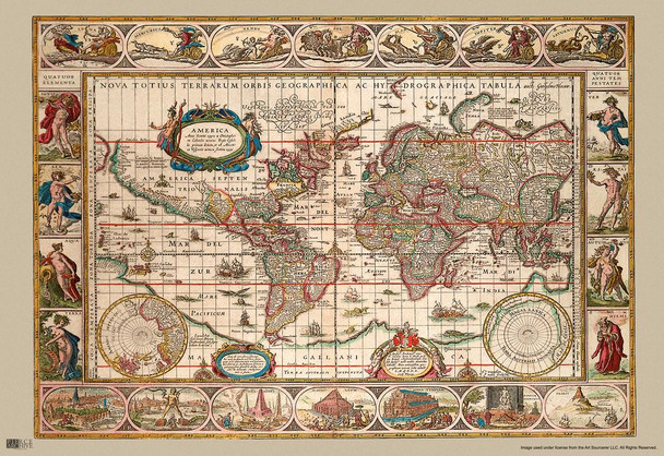 Ancient World Map Latin Illustration Cool Wall Decor Art Print Poster 16x24