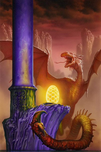 Wyvern Dragon Guarding Golden Egg by Ciruelo Fantasy Painting Gustavo Cabral Cool Wall Decor Art Print Poster 16x24