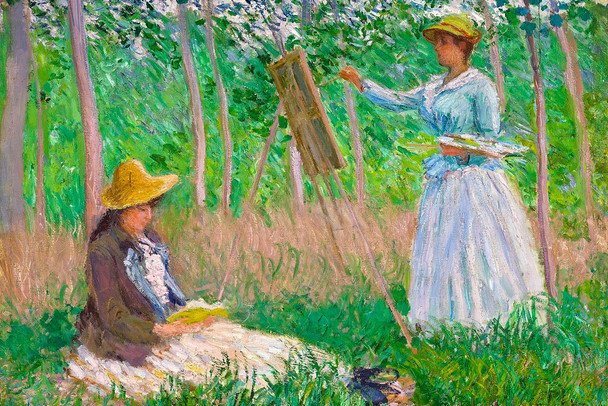 Claude Monet In The Woods At Giverny Blanche Hoschede Impressionist Art Posters Claude Monet Prints Nature Landscape Painting Claude Monet Canvas Wall Art French Cool Wall Art Print Poster 12x18