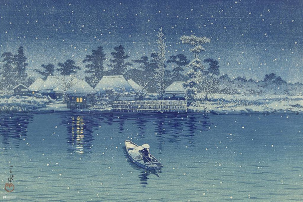 Ushibori Snow Hasui Kawase Japanese Painting Japanese Woodblock Art Nature Asian Art Modern Home Decor Winter Scene Cool Huge Large Giant Poster Art 36x54