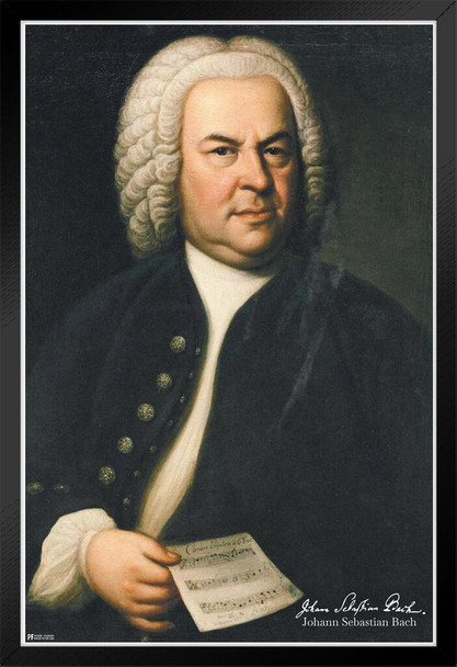 Johann Sebastian Bach Classical Music Composer E. G. Haussmann Portrait Painting Classroom Music Room Decor Symphony JS Bach Motivational Inspirational White Wood Framed Poster 14x20