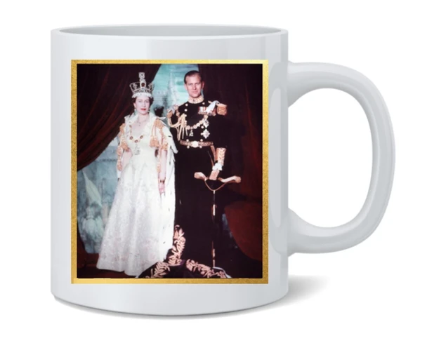 Queen Elizabeth Prince Phillip British Monarch Couple Photo Ceramic Coffee Mug Tea Cup Glass Glasses Fun Novelty Gift 12 Oz Ounces Birthday Christmas Wedding Hot Cold Beverage Souvenir