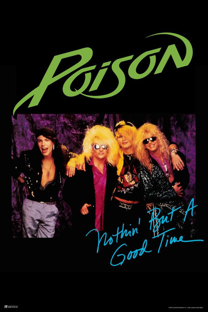 Poison Nothin But a Good Time Song Single Cover Heavy Metal Music Merchandise Retro Vintage 80s 90s Aesthetic Band Cool Wall Decor Art Print Poster 24x36