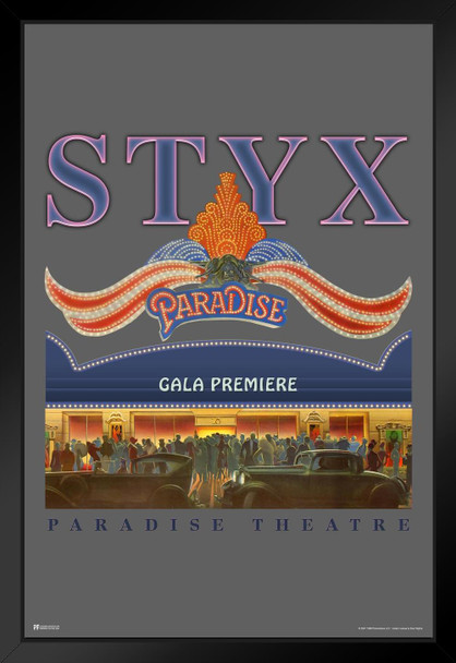 Styx Paradise Theatre Album Cover Classic Rock Music Merchandise Retro Vintage 70s 80s Aesthetic Band Black Wood Framed Art Poster 14x20