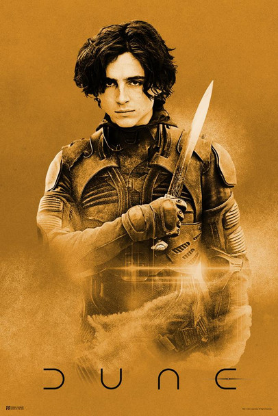 Dune Paul Atreides With Knife Savior Timothee Chalamet Graphic Official Merchandise 2021 Movie Merch Denis Villeneuve Film Frank Herbert Book Series It Begins Thick Paper Sign Print Picture 8x12