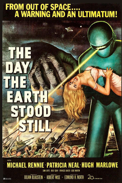 The Day The Earth Stood Still 1951 Retro Vintage 50s Science Fiction Movie Alien Invasion UFO Robot Space Classic SciFi Movie Memorabilia Cool Huge Large Giant Poster Art 36x54