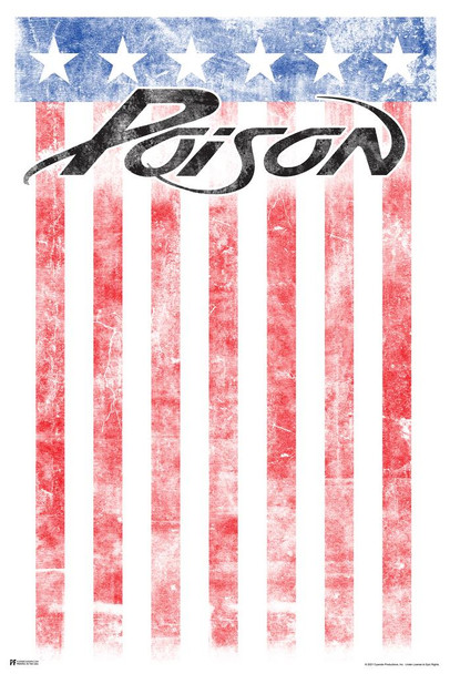 Laminated Poison American Flag USA Heavy Metal Music Merchandise Retro Vintage 80s 90s Aesthetic Band Poster Dry Erase Sign 24x36