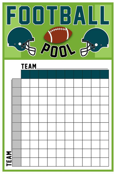 Laminated Midnight Green Silver Football Squares Board 100 Party Decorations 2023 Pool Board Blocks Supplies Poster Dry Erase Wall Art 24x36