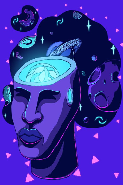 Laminated Brain Artistic Animation Poster Cartoon Poster Dry Erase Wall Art 24x36