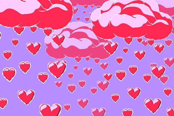 Heart Poster Photo Photography Picture Office Room Home Decor Decorations Modern Aesthetic Hearts Love Clouds Cartoon Animated Pink Red Purple Cool Wall Decor Art Print Poster 24x36