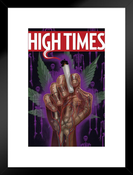 High Times Magazine Poster Weed Marijuana Accessories Hippie Stuff Cannabis Trippy Room Signs Skeleton Hippy Wall Art Stoner Smoking Bedroom or Basement Matted Framed Art Wall Decor 20x26