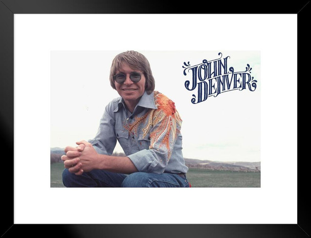John Denver Posters Wall Art Music Aesthetic Room Decor Living Room Office Coffee Bar Retro Vintage Grunge Home Bar Country Music Lover Musician Classic Photo Matted Framed Art Wall Decor 20x26