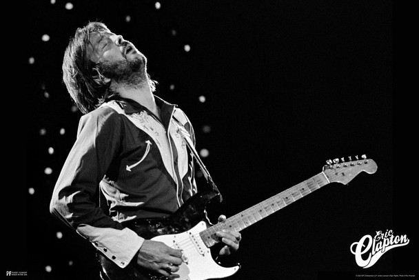 Eric Clapton Poster Vintage Wall Art Retro Love Songs Rock Music Room Dorm Office Black and White Wall Hanging Photograph Stage Performance Iconic Guitar Cool Huge Large Giant Poster Art 36x54