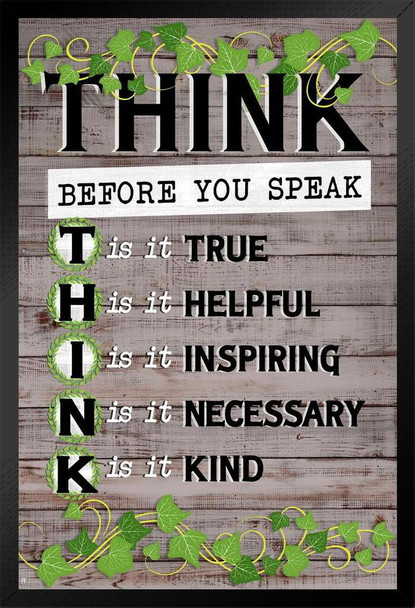 Think Poster Classroom Farmhouse Decor Black Wood Framed Poster 14x20