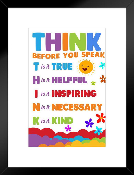 Think Poster Classroom Rainbow Decor Matted Framed Wall Decor Art Print 20x26