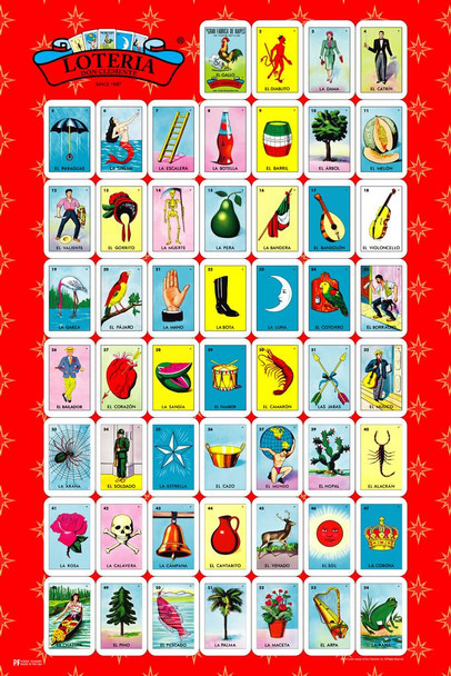 Laminated La Loteria Cards Chart Collage Mexican Bingo Lottery Day Of Dead Dia Los Muertos Decorations Mexico Game Party Backdrop Hispanic Espanol Spanish Native Sign Poster Dry Erase Sign 12x18