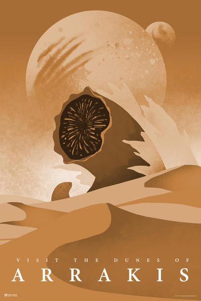 Laminated Visit Arrakis Dune Fantasy Travel Poster Sandworm Planet Official Merchandise 2021 Movie Merch Denis Villeneuve Film Frank Herbert Book Series Poster Dry Erase Sign 12x18