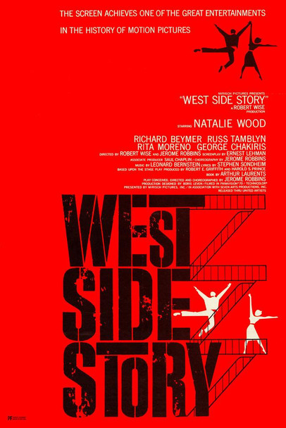 Laminated West Side Story 1961 Retro Vintage Movie Poster Musical Poster Leonard Bernstein Natalie Wood Poster Movie Theater Decor Classic Movie Posters Living Room Poster Dry Erase Sign 12x18