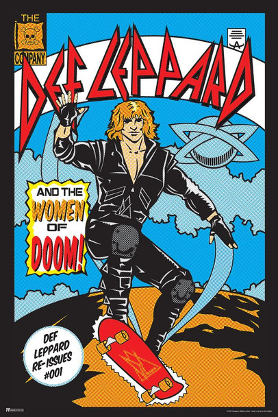 Def Leppard and the Women of Doom Comic Art Heavy Metal Music Merchandise Retro Vintage 80s Aesthetic Band Cool Wall Art Print Poster 24x36