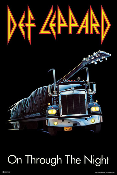 Laminated Def Leppard On Through The Night Album Cover Heavy Metal Music Merchandise Retro Vintage 80s Aesthetic Band Poster Dry Erase Wall Art 12x18