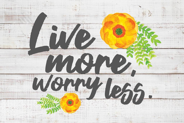 Laminated Live More Worry Less Farmhouse Decor Rustic Inspirational Motivational Quote Kitchen Living Room Poster Dry Erase Sign 12x18