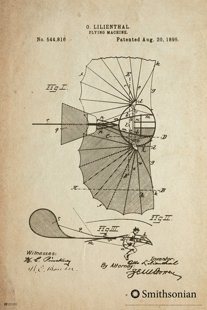 Smithsonian Poster Wall Art Lilienthal Flying Machine