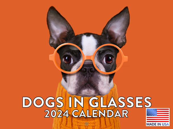 Dogs In Glasses Calendar 2024 Wall Calender Monthly Cute Dog Lovers 12 Month