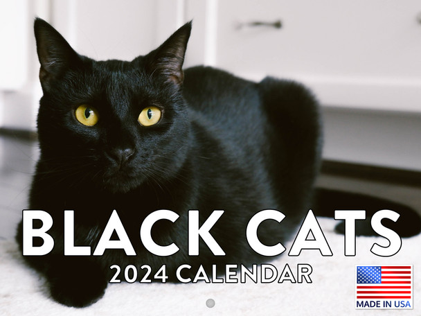 Black Cat Calendar 2024 Wall Monthly 12 Month