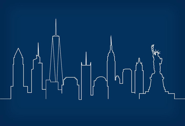 Skyline New York City Blue Cool Wall Art Print Poster 24x36