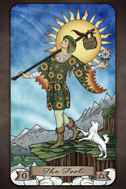 The Fool Tarot Card by Brigid Ashwood Luminous Tarot Deck Major Arcana Witchy Decor New Age Diversity Cool Wall Decor Art Print Poster 16x24