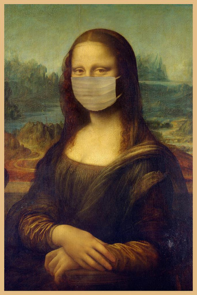 Mona Lisa Wearing A Face Mask Pandemic Art Parody Funny Meme Thick Paper Sign Print Picture 8x12