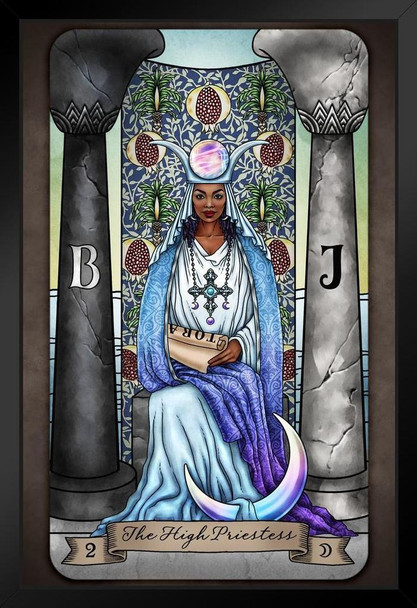 The High Priestess Tarot Card by Brigid Ashwood Luminous Tarot Deck Major Arcana Witchy Decor New Age Diversity Black Wood Framed Poster 14x20
