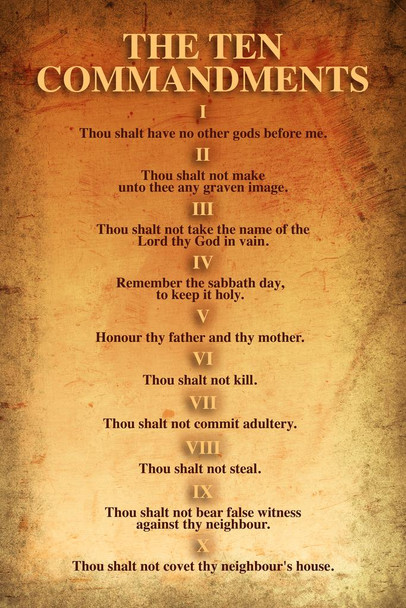 The Ten Commandments Religion Religious Bible 10 Commandments Old Testament Rules Scripture Verse Decalogue Thick Paper Sign Print Picture 8x12