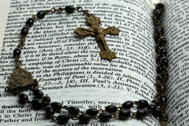 Prayer Beads Rosary on a Holy Bible Cool Wall Decor Art Print Poster 36x24