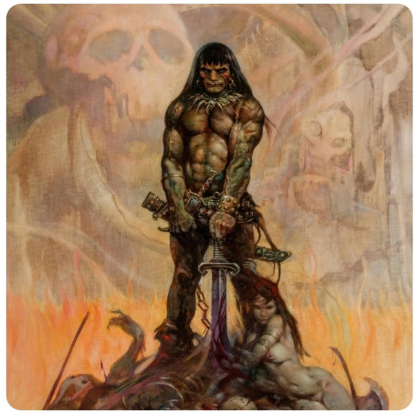Frank Frazetta The Barbarian Coaster Premium Drink Coaster Resin With Cork Backing 3.8x3.8 inch