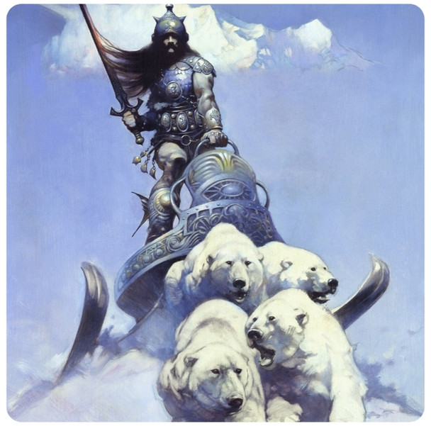 Frank Frazetta Silver Warrior Coaster Premium Drink Coaster Resin With Cork Backing 3.8x3.8 inch