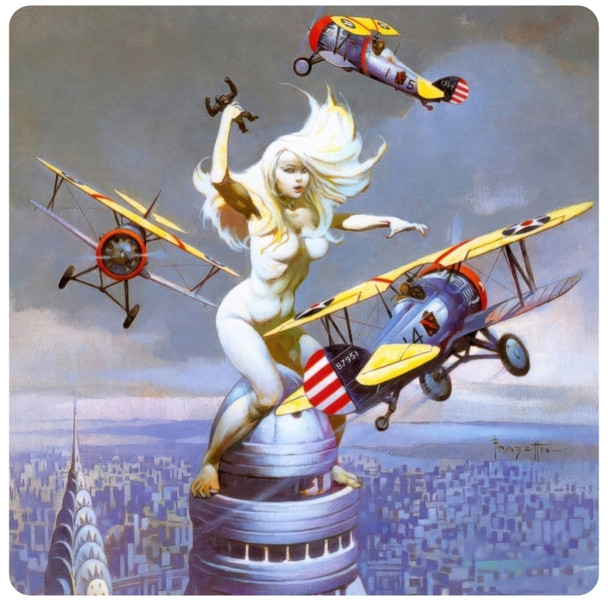 Frank Frazetta Queen Kong Coaster Premium Drink Coaster Resin With Cork Backing 3.8x3.8 inch