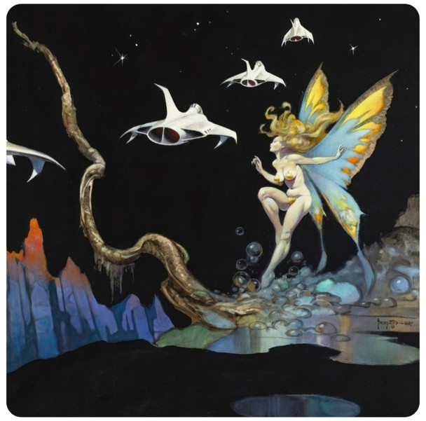 Frank Frazetta Dream Flight Sketch Coaster Premium Drink Coaster Resin With Cork Backing 3.8x3.8 inch
